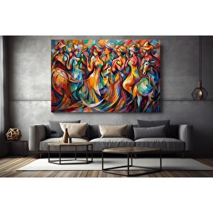 Dans Eden Kadınlar Kanvas Baskı, Kadın Dansı Renkli Duvar Dekoru