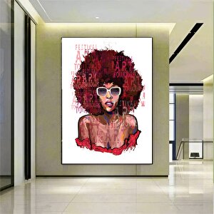 Afrikalı Kadın Çizimleri; Dekoratif Graffiti Baskı