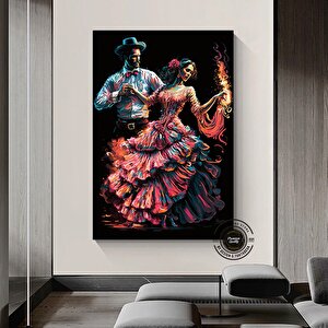 Flamenko Dansçısı Duvar Sanatı; İspanyol Tarzı Dekor; Çift Flamenko Dansı Tablosu 120x180 cm
