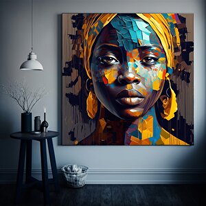 Renkli Afrikalı Kadın Kanvas Sanatı, Afrikalı Amerikalı Sanatı, Modern Sanat Baskısı, Moda Dekor 40x40 cm