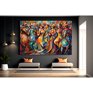 Dans Eden Kadınlar Kanvas Baskı, Kadın Dansı Renkli Duvar Dekoru