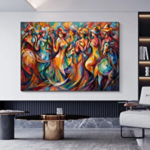 Dans Eden Kadınlar Kanvas Baskı, Kadın Dansı Renkli Duvar Dekoru 80x160 cm