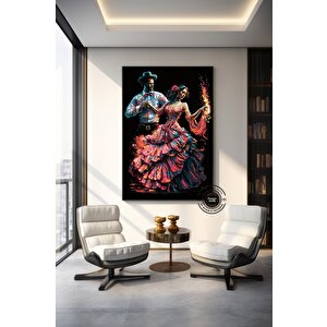 Flamenko Dansçısı Duvar Sanatı; İspanyol Tarzı Dekor; Çift Flamenko Dansı Tablosu 80x150 cm