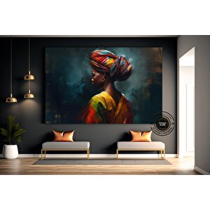 Renkli Afrikalı Kadın Kanvas Sanatı; Afrikalı Amerikalı Sanatı; Modern Sanat Baskısı; Moda Dekor; Af 120x180 cm