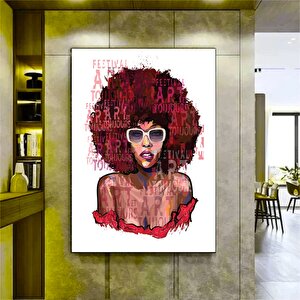 Afrikalı Kadın Çizimleri; Dekoratif Graffiti Baskı 40x60 cm