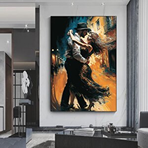 Büyük Kanvas Ev Dekoru, Dans Eden Çift Tablosu, Müzik Odası Sanatı, Tango Temalı Kanvas 100x150 cm