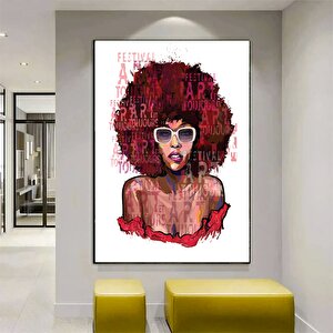 Afrikalı Kadın Çizimleri; Dekoratif Graffiti Baskı