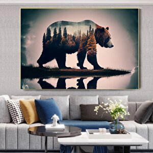 Ayı Kanvas Duvar Sanatı; Ağaç Manzaralı Kanvas Boyama; Kahverengi Ayı Tablosu; Modern Ev Dekoru; Asm