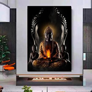 Guatemala Buda Tapınağı Siyah Buda Heykeli Kanvas Baskısı; Ev Dekoru; Nazar Boncuğu; Asmaya Hazır 40x60 cm