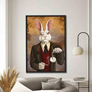 Bay Tavşan Kanvası, Alice Harikalar Diyarında Temalı Modern Karikatür Tavşan Baskısı 70x100 cm