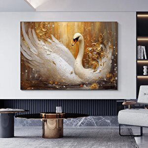 Beyaz Muhteşem Kuğu Tablosu, Modern Kuğu Duvar Dekoru, Ev Kanvası 60x120 cm