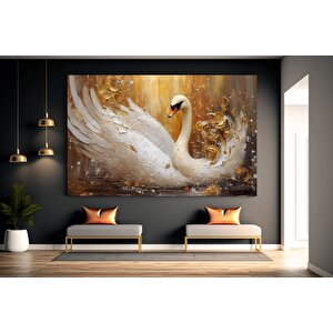 Beyaz Muhteşem Kuğu Tablosu, Modern Kuğu Duvar Dekoru, Ev Kanvası 60x120 cm
