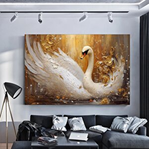 Beyaz Muhteşem Kuğu Tablosu, Modern Kuğu Duvar Dekoru, Ev Kanvası 60x120 cm