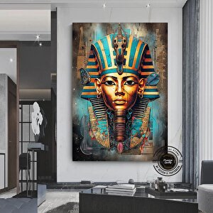 Tutankhamun Soyut Kanvas Baskı; Firavun Teması; Mısır Dekoru; Antik Mısır Sanatı; Dijital Baskı; Ev 70x100 cm