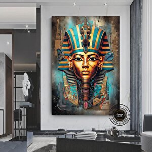 Tutankhamun Soyut Kanvas Baskı; Firavun Teması; Mısır Dekoru; Antik Mısır Sanatı; Dijital Baskı; Ev 70x150 cm
