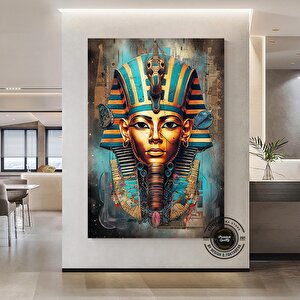 Tutankhamun Soyut Kanvas Baskı; Firavun Teması; Mısır Dekoru; Antik Mısır Sanatı; Dijital Baskı; Ev
