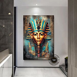 Tutankhamun Soyut Kanvas Baskı; Firavun Teması; Mısır Dekoru; Antik Mısır Sanatı; Dijital Baskı; Ev 120x180 cm