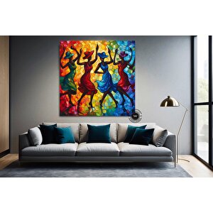 Afrikalı Kadın Dansçılar Kanvas Tablosu; Çerçeveli Ahşap Tablo; Zarif Dansçılar; Yüksek Kaliteli Ev