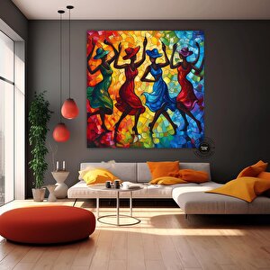 Afrikalı Kadın Dansçılar Kanvas Tablosu; Çerçeveli Ahşap Tablo; Zarif Dansçılar; Yüksek Kaliteli Ev