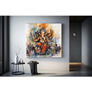 Harika Ganesha Duvar Sanatı – Soyut Duvar Sanatı, Renkli İlham Veren Ganesha Kanvas Tablosu