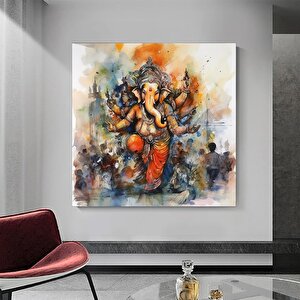 Harika Ganesha Duvar Sanatı – Soyut Duvar Sanatı, Renkli İlham Veren Ganesha Kanvas Tablosu