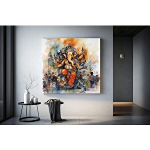 Harika Ganesha Duvar Sanatı – Soyut Duvar Sanatı, Renkli İlham Veren Ganesha Kanvas Tablosu