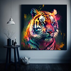 Kaplan Kanvas Tablo, Kaplan Hayvan Baskısı, Ev Dekoru, Hayvan Sanatı 30x30 cm