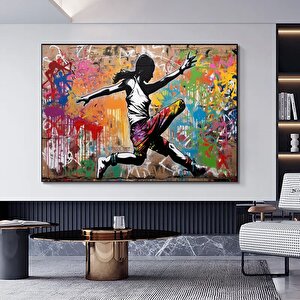 Urban Stil Kanvas | Banksy Stili Kanvas Sanatı | Sokak Graffiti Sanatı Baskısı | Modern Ev Dekor | B 80x160 cm