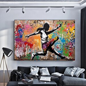 Urban Stil Kanvas | Banksy Stili Kanvas Sanatı | Sokak Graffiti Sanatı Baskısı | Modern Ev Dekor | B 80x160 cm