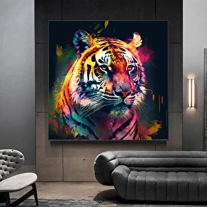 Kaplan Kanvas Tablo, Kaplan Hayvan Baskısı, Ev Dekoru, Hayvan Sanatı 70x70 cm