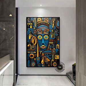 Afrika Duvar Sembolleri | Afrika Kanvas Tablo | Kültürel Ev Dekoru | Lüks Sanat | Hediye 100x150 cm