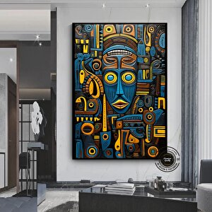 Afrika Duvar Sembolleri | Afrika Kanvas Tablo | Kültürel Ev Dekoru | Lüks Sanat | Hediye 50x70 cm