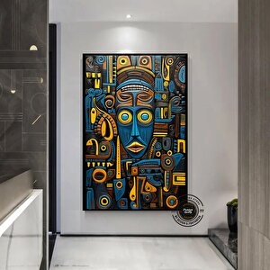 Afrika Duvar Sembolleri | Afrika Kanvas Tablo | Kültürel Ev Dekoru | Lüks Sanat | Hediye 50x70 cm