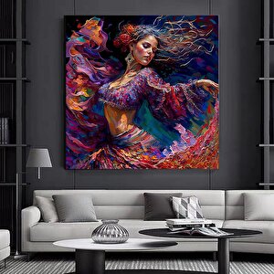 İspanyol Geleneksel Dansçı Kadın Kanvas Tablo – Dans Eden Kadın Poster Baskı 100x100 cm