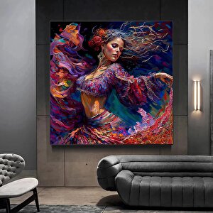 İspanyol Geleneksel Dansçı Kadın Kanvas Tablo – Dans Eden Kadın Poster Baskı 120x120 cm