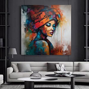 Renkli Kadın Kanvas Sanatı – Modern Kadın Tablo Baskısı, Moda Dekor, Duvar Sanatı 40x40 cm