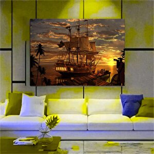 Günbatımı Yelkenli Kanvas; Ev Ve Ofis Dekoru