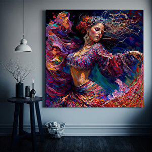 İspanyol Geleneksel Dansçı Kadın Kanvas Tablo – Dans Eden Kadın Poster Baskı 40x40 cm