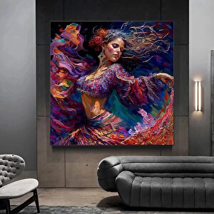 İspanyol Geleneksel Dansçı Kadın Kanvas Tablo – Dans Eden Kadın Poster Baskı 40x40 cm
