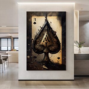 Poker Kartları Kanvas Tablosu, Poker Duvar Sanatı, Siyah Kanvas Tablo, Modern Sanat, Antika Stil 20x30 cm