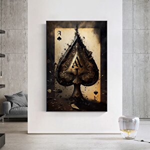 Poker Kartları Kanvas Tablosu, Poker Duvar Sanatı, Siyah Kanvas Tablo, Modern Sanat, Antika Stil