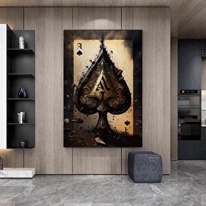 Poker Kartları Kanvas Tablosu, Poker Duvar Sanatı, Siyah Kanvas Tablo, Modern Sanat, Antika Stil
