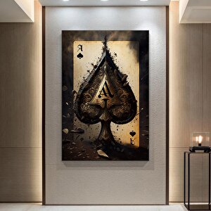 Poker Kartları Kanvas Tablosu, Poker Duvar Sanatı, Siyah Kanvas Tablo, Modern Sanat, Antika Stil