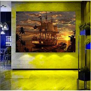 Günbatımı Yelkenli Kanvas; Ev Ve Ofis Dekoru