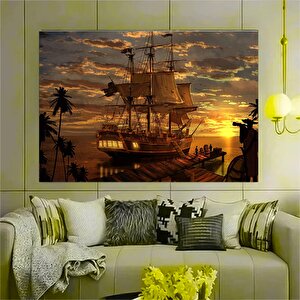 Günbatımı Yelkenli Kanvas; Ev Ve Ofis Dekoru