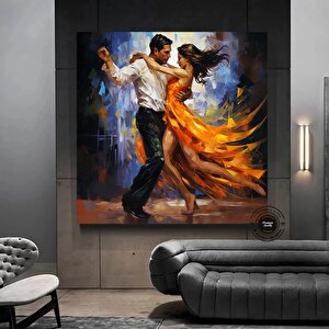 Kanvas Ev Dekoru; Büyük Kanvas; Dans Eden Çift Tablosu; Müzik Odası Sanatı; Tango Çift Kanvas Tablos 70x70 cm