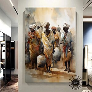 Afrikalı Kabile Kanvas Posteri; Savana Ev Dekoru; Afrika Stili