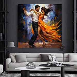 Kanvas Ev Dekoru; Büyük Kanvas; Dans Eden Çift Tablosu; Müzik Odası Sanatı; Tango Çift Kanvas Tablos 100x100 cm