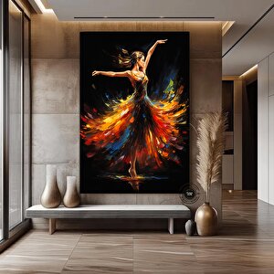 Dans Eden Renkli Bale Dansçısı Soyut Tuval Duvar Sanatı, Bale Dansçısı Baskılı Tuval 80x150 cm