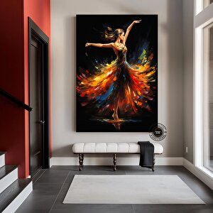 Dans Eden Renkli Bale Dansçısı Soyut Tuval Duvar Sanatı, Bale Dansçısı Baskılı Tuval 120x180 cm